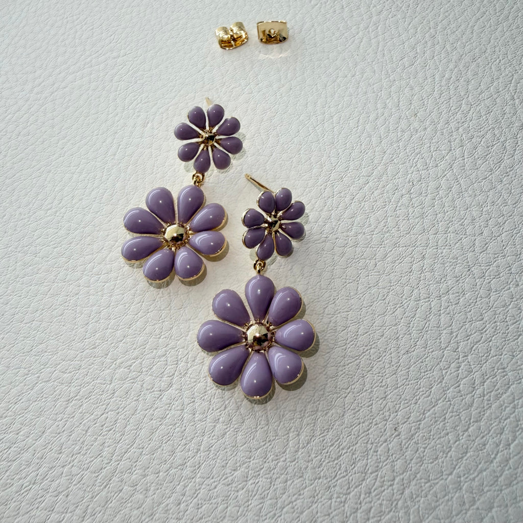 Double Flower Enamel Earrings