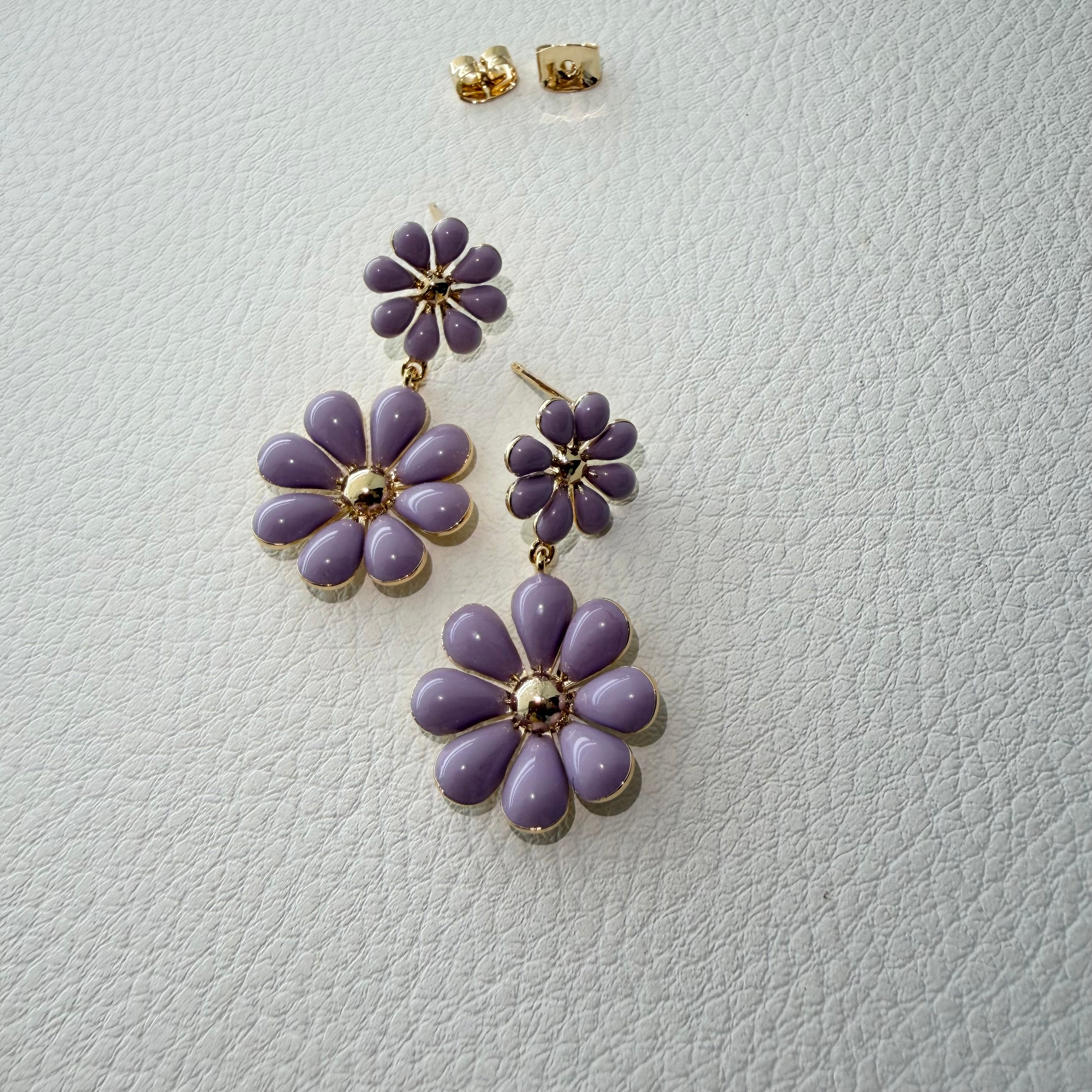 Double Flower Enamel Earrings