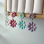 Double Flower Enamel Earrings