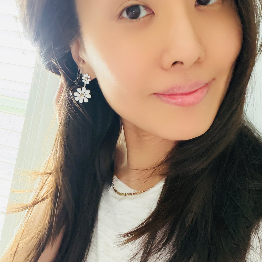 Double Flower Enamel Earrings