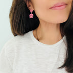 Double Flower Enamel Earrings