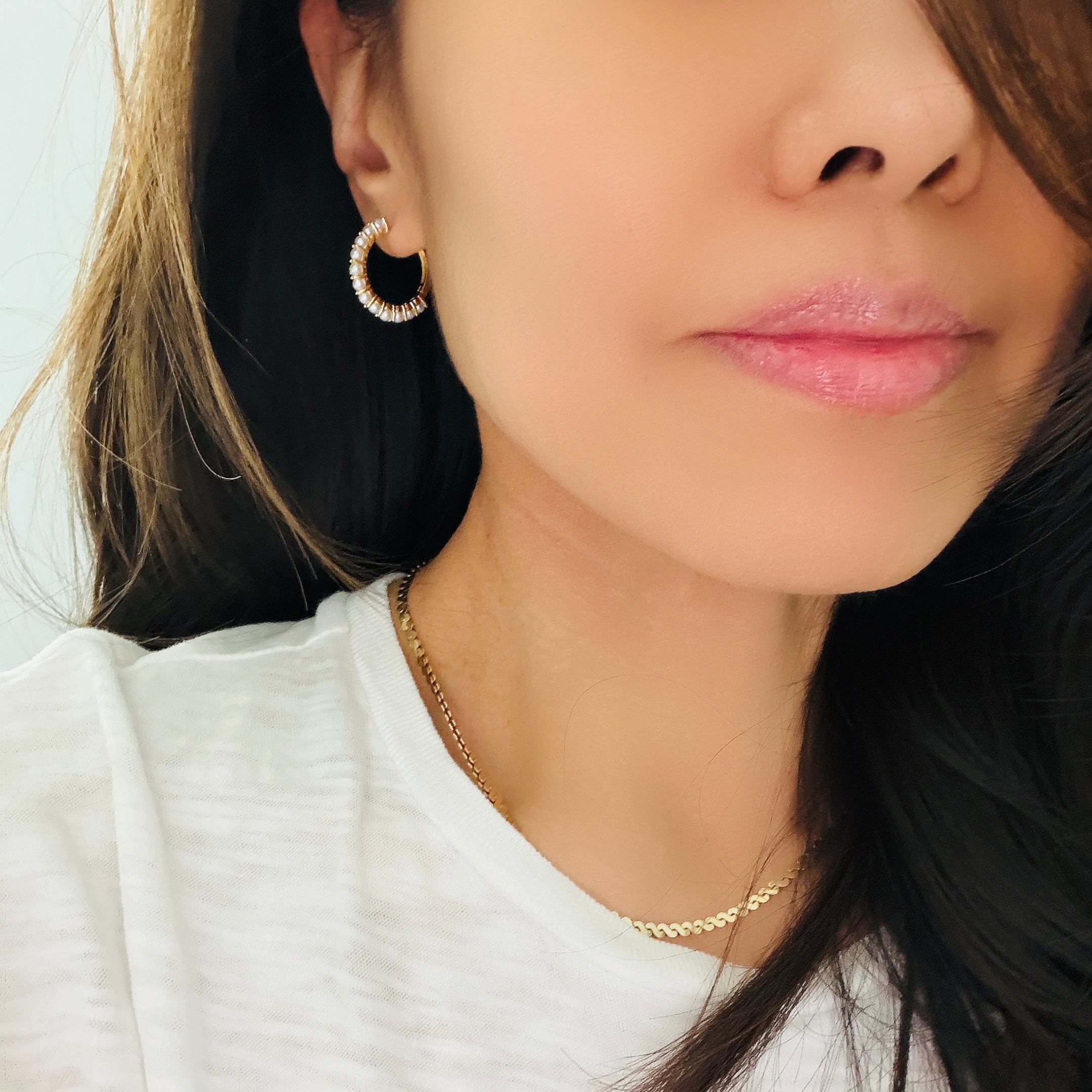 Micro Pearl Hoop Earrings