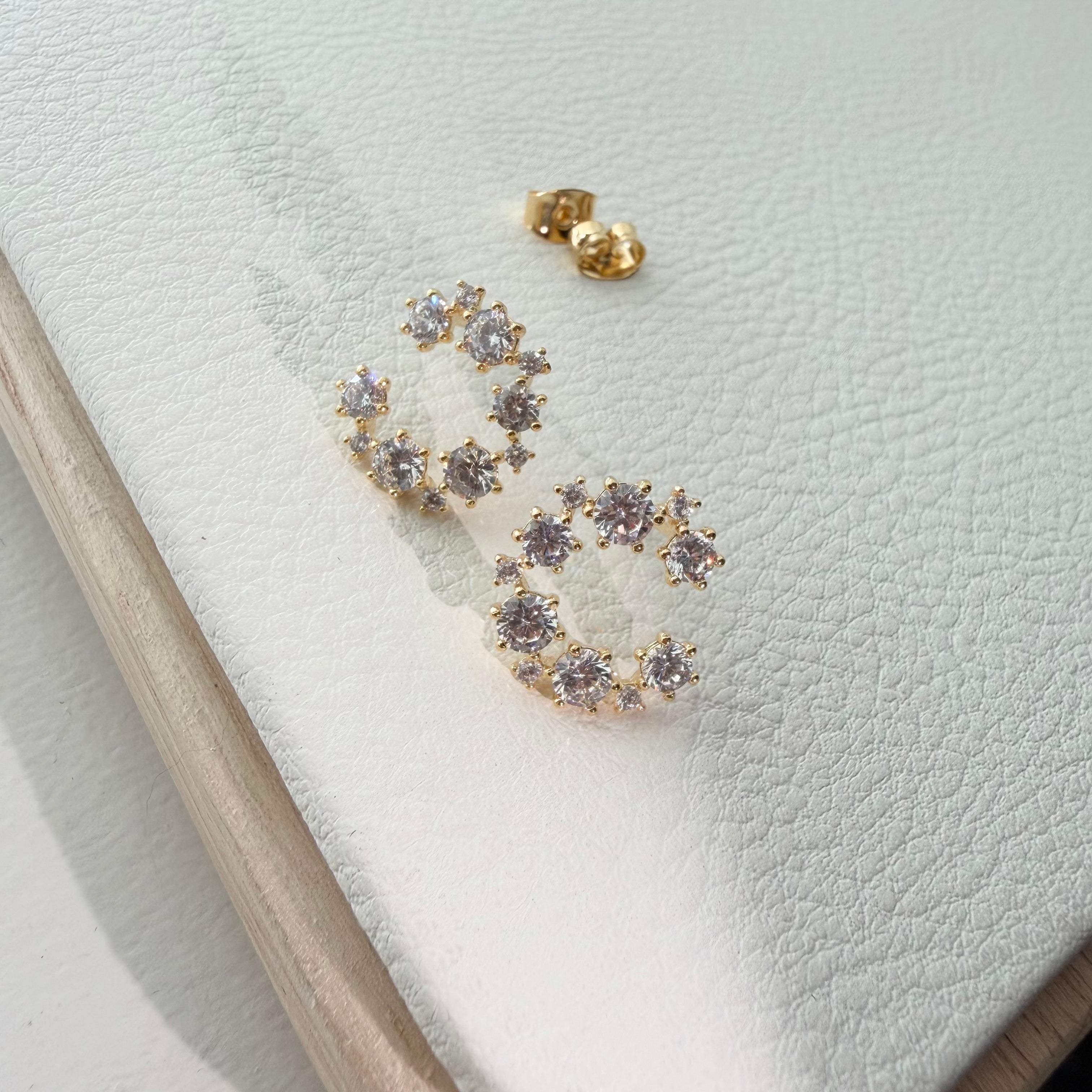 C-Shape Round CZ Earrings