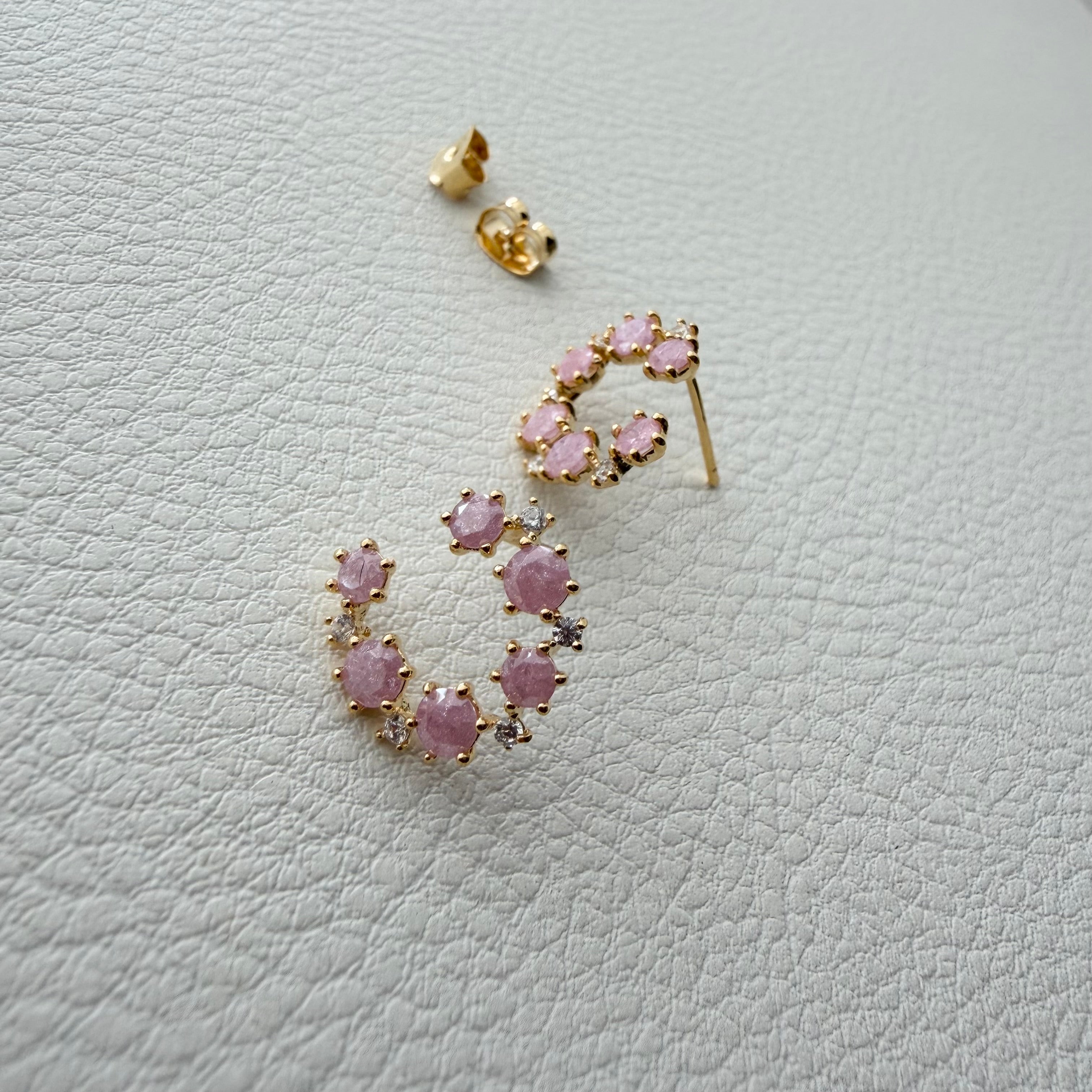 C-Shape Round CZ Earrings