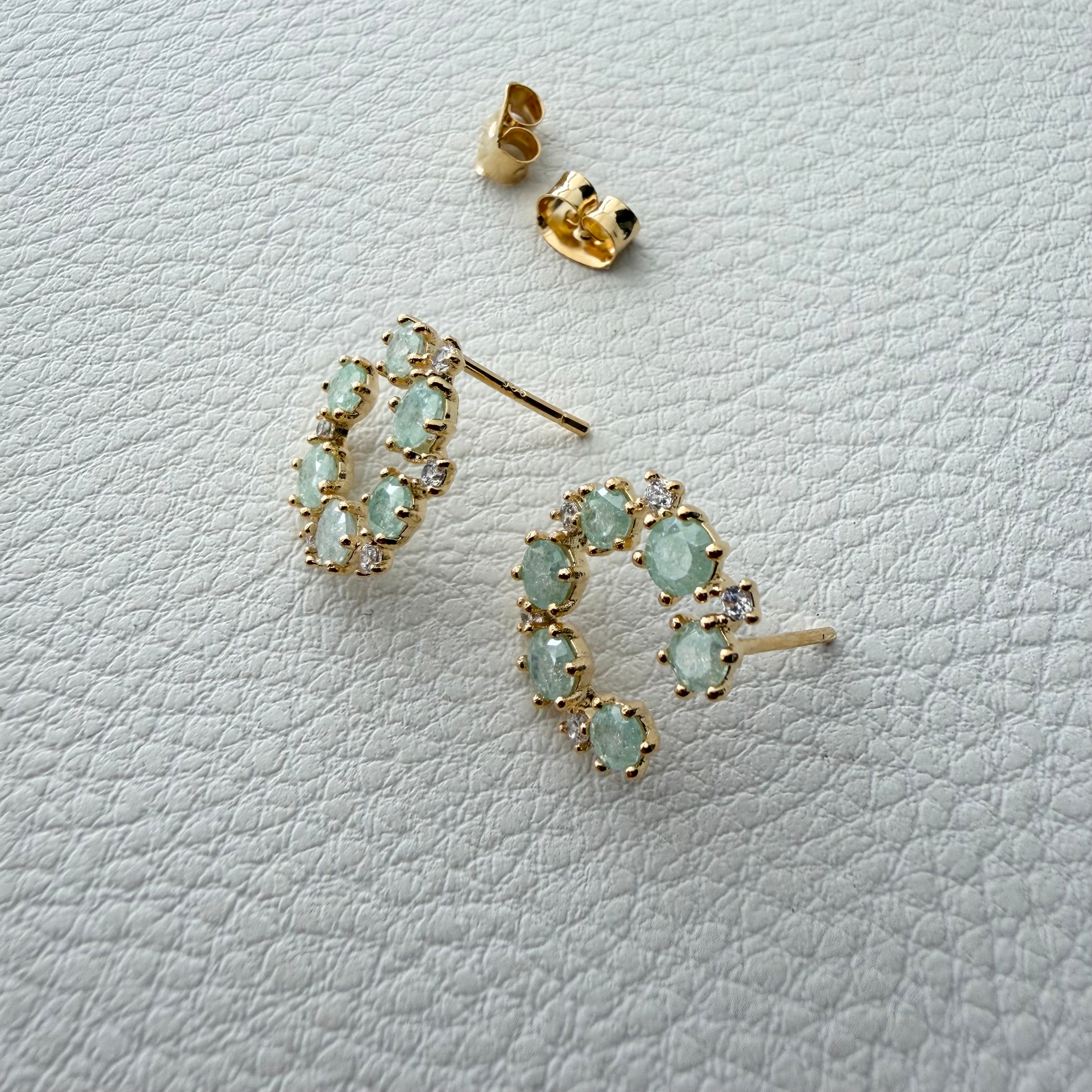 C-Shape Round CZ Earrings