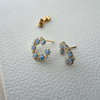 C-Shape Round CZ Earrings