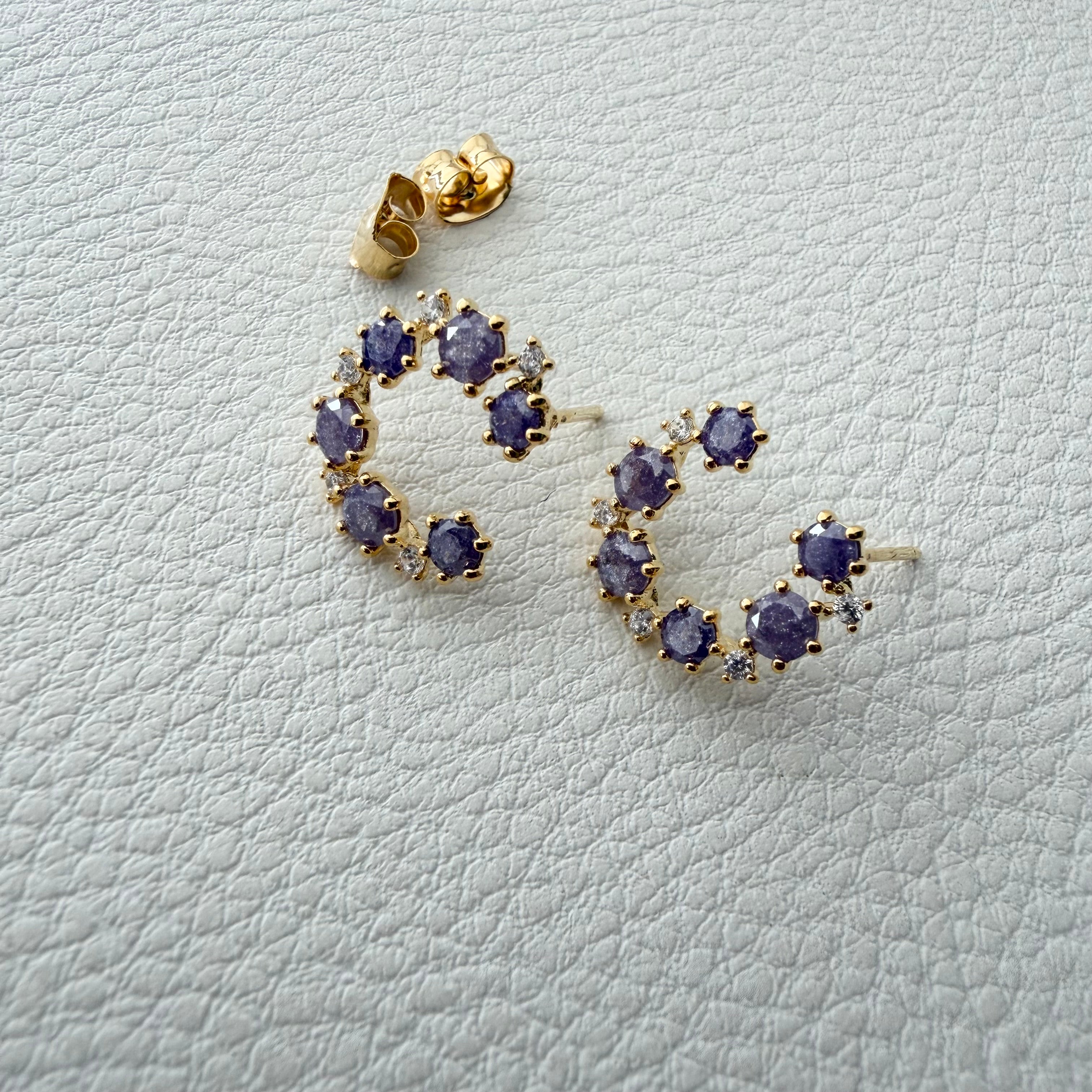 C-Shape Round CZ Earrings