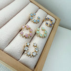 C-Shape Round CZ Earrings