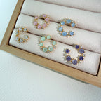 C-Shape Round CZ Earrings