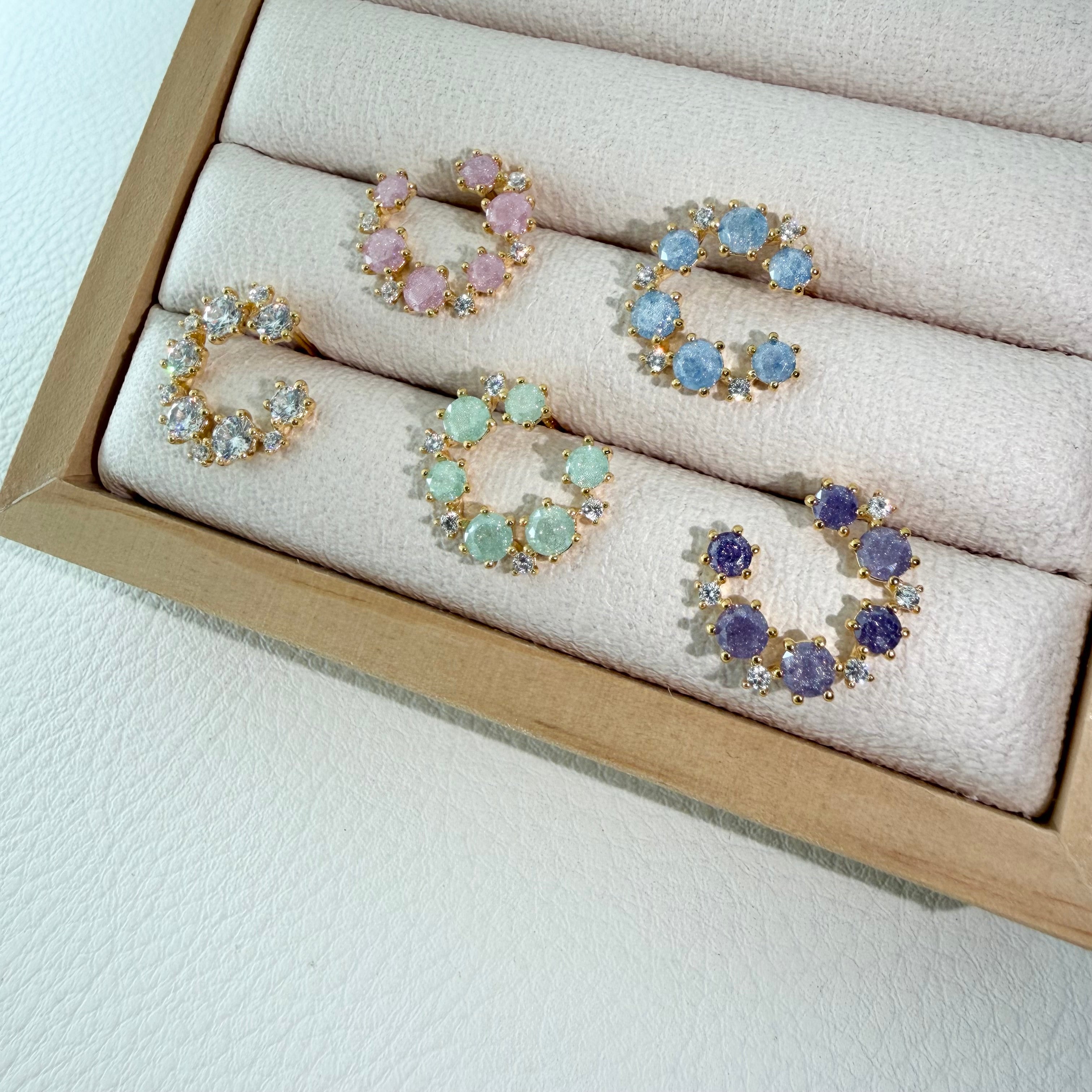 C-Shape Round CZ Earrings