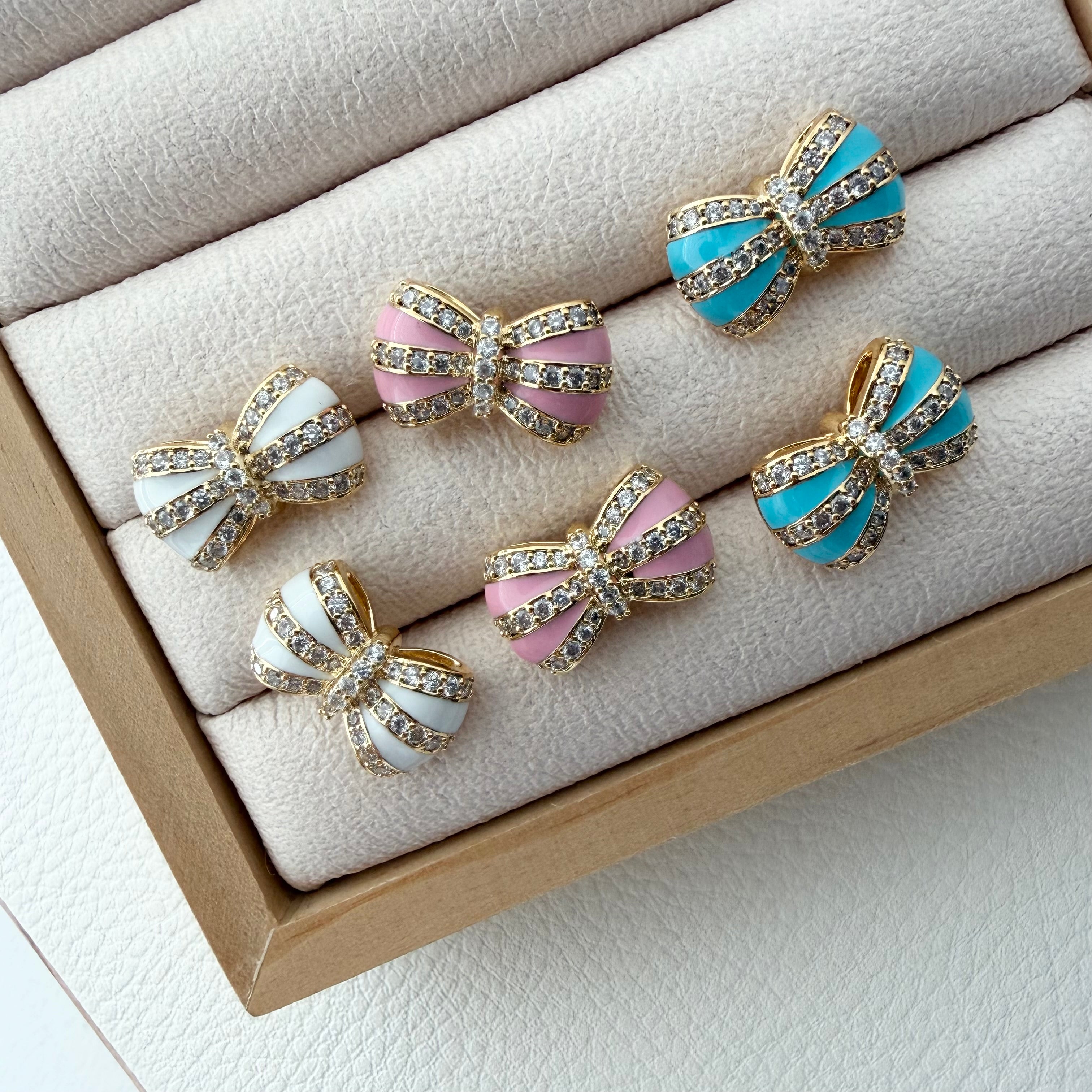 Sassy Bow Enamel Earrings