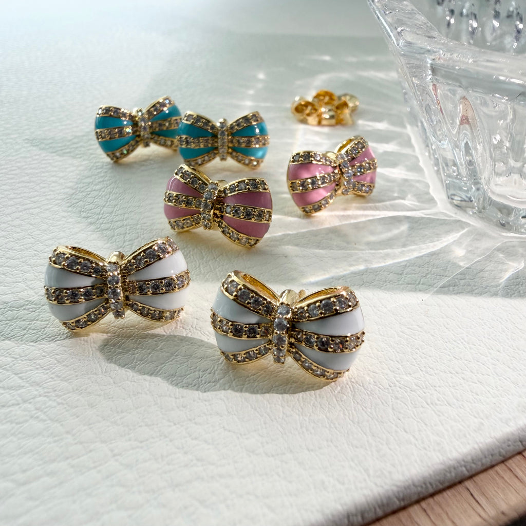 Sassy Bow Enamel Earrings