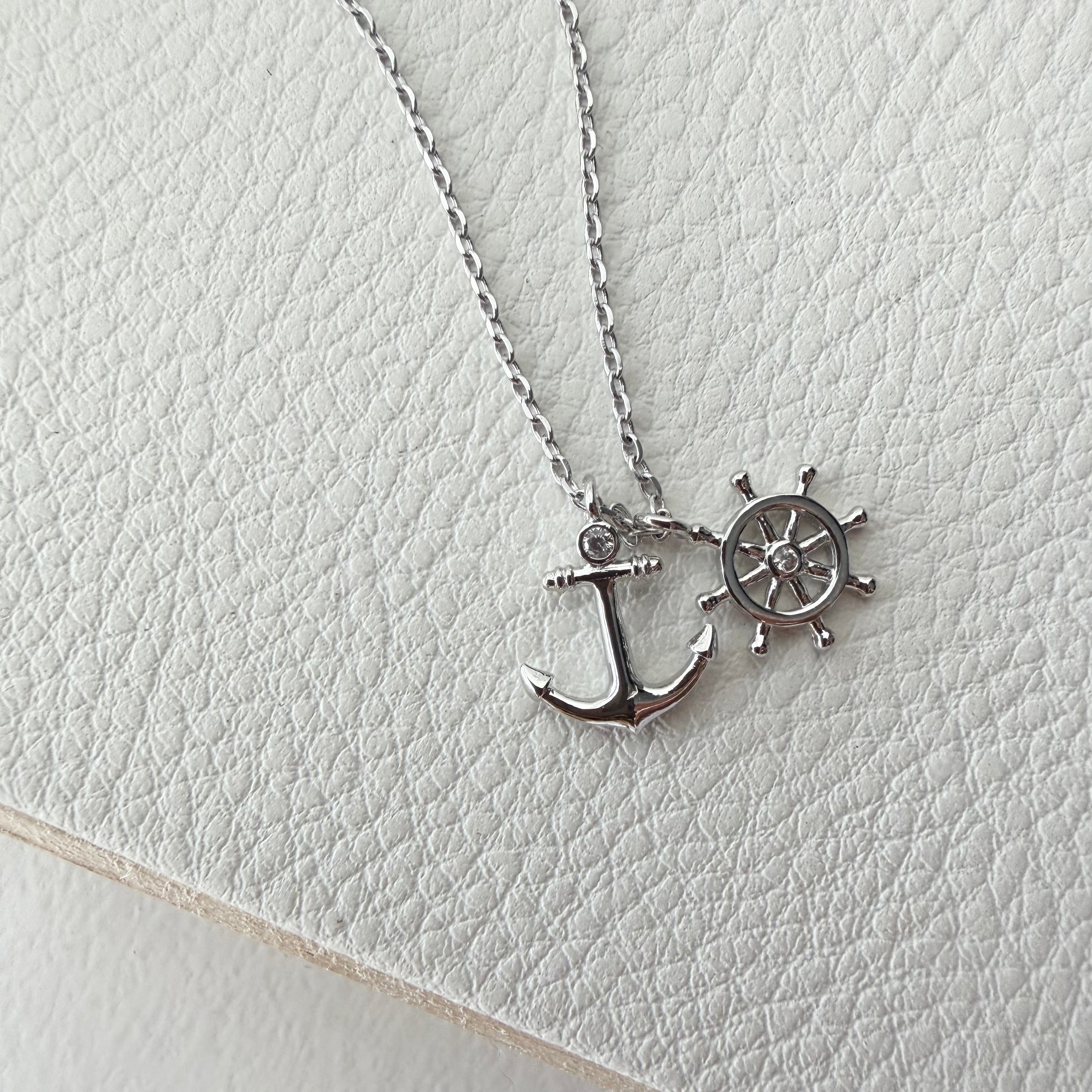 Anchor and Ship Wheel Charm Necklace
