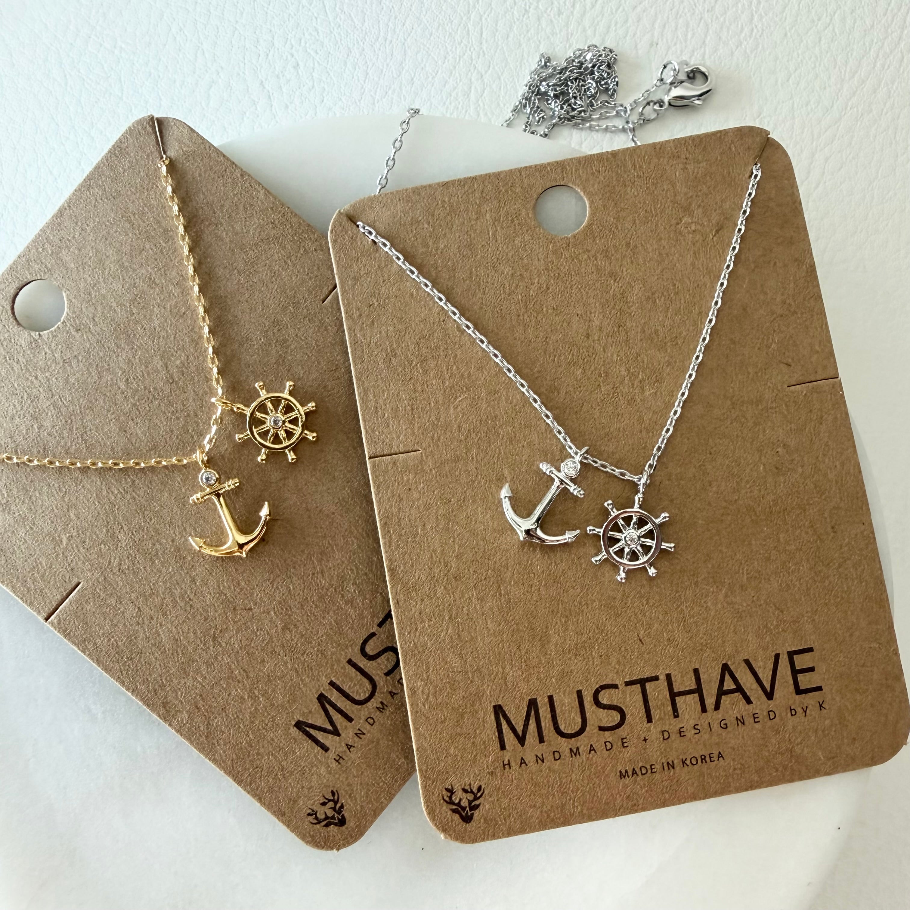 Anchor and Ship Wheel Charm Necklace