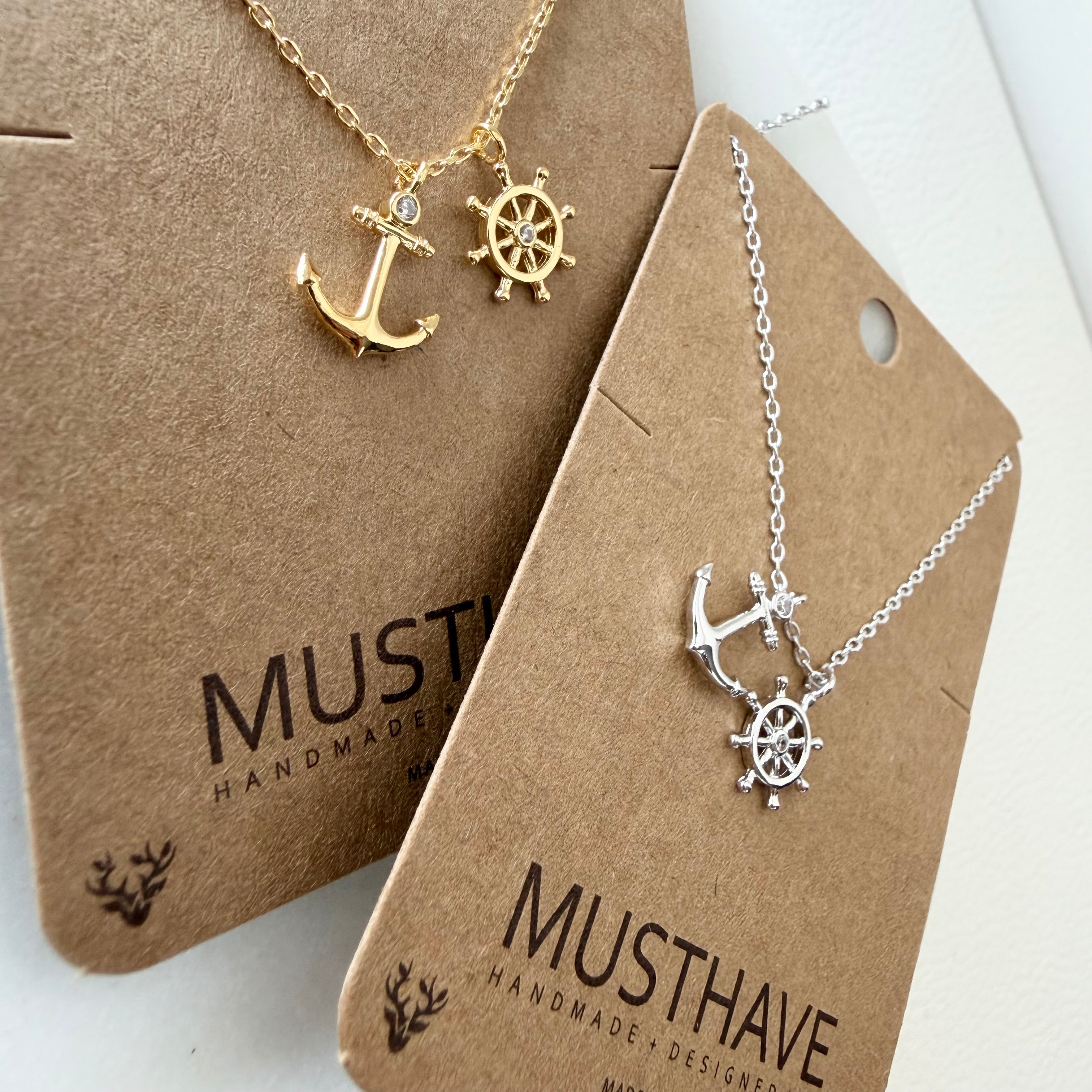 Anchor and Ship Wheel Charm Necklace