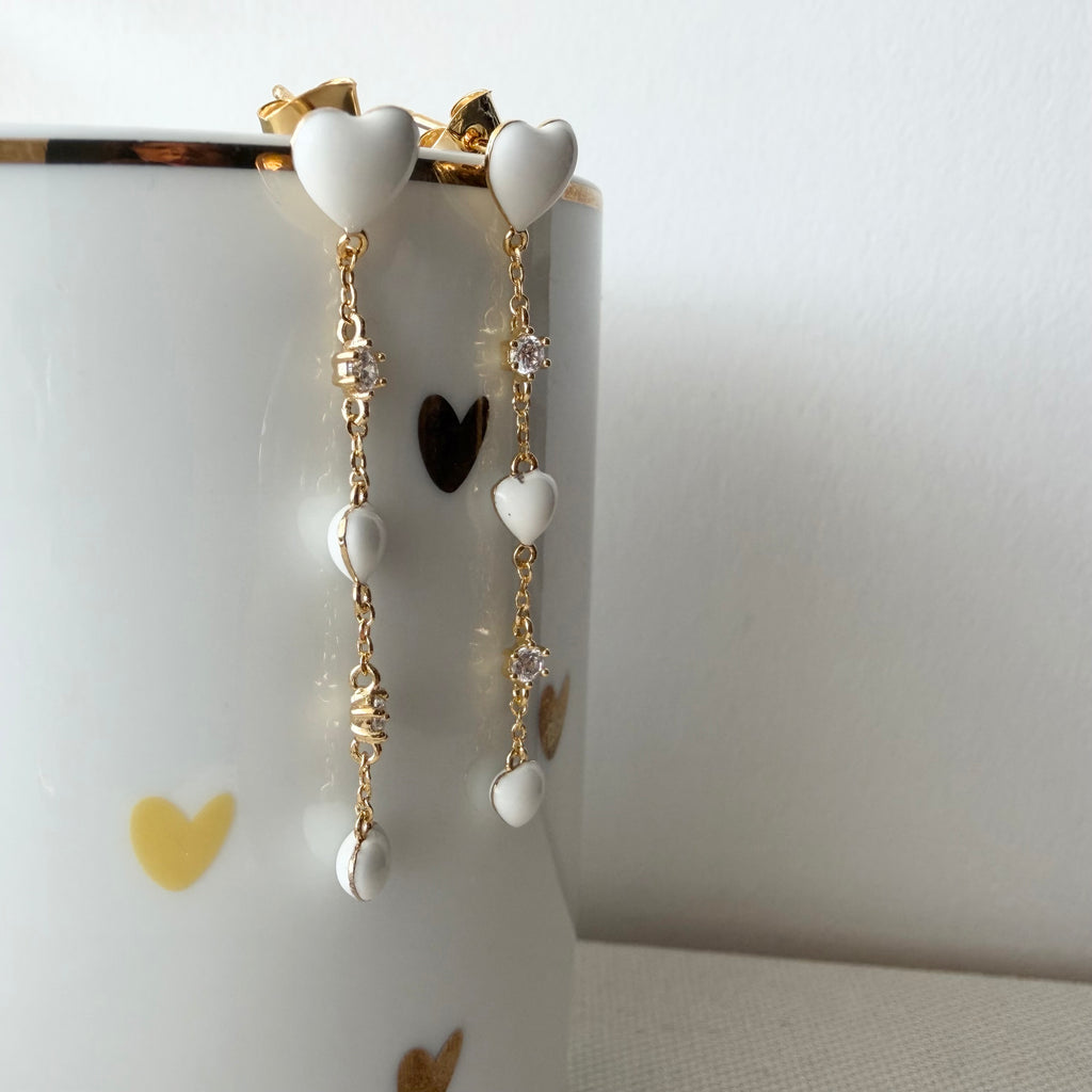 Lovey Dovey Heart Enamel Earrings