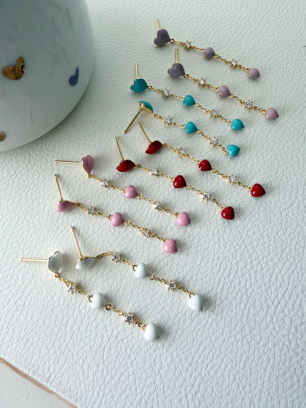 Lovey Dovey Heart Enamel Earrings