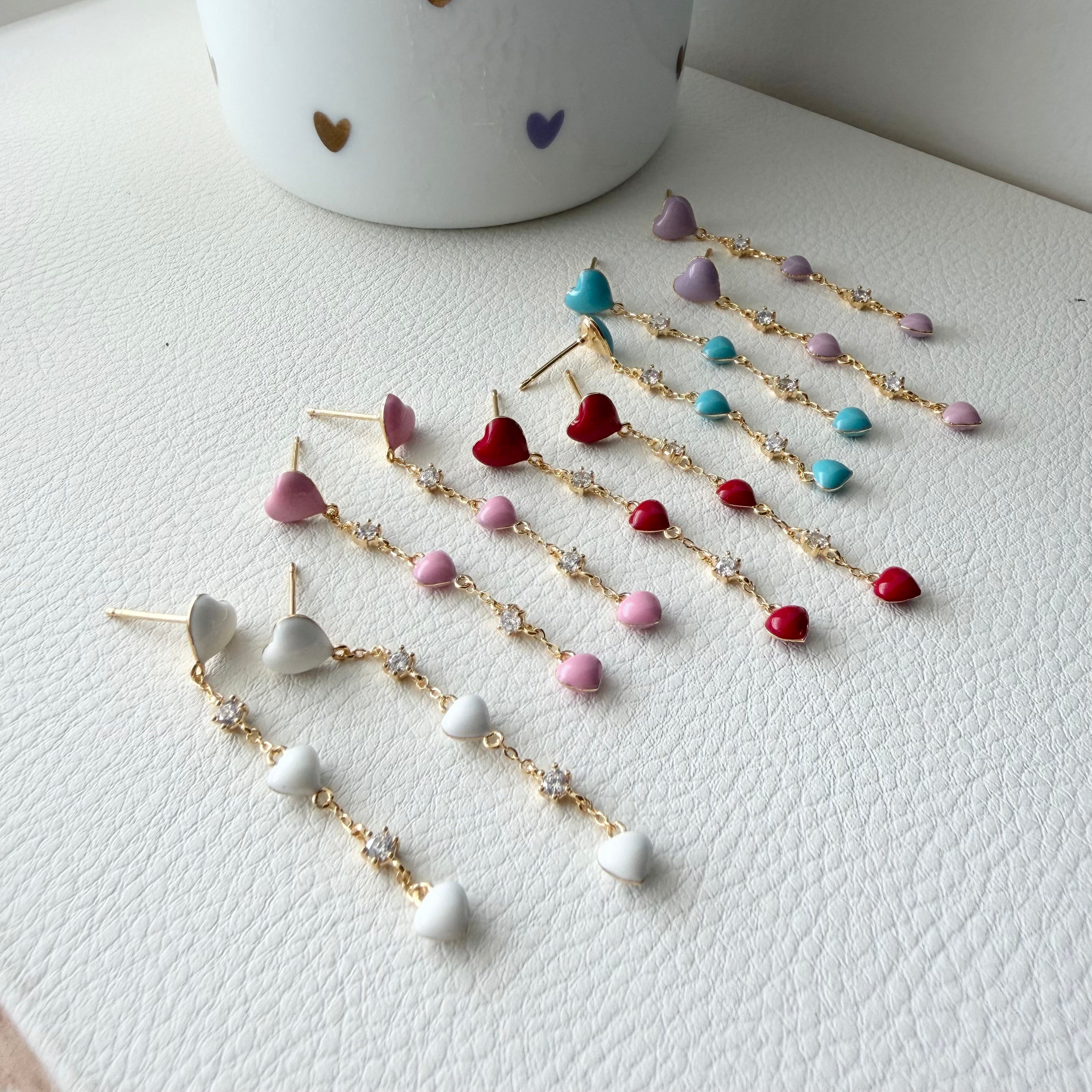 Lovey Dovey Heart Enamel Earrings