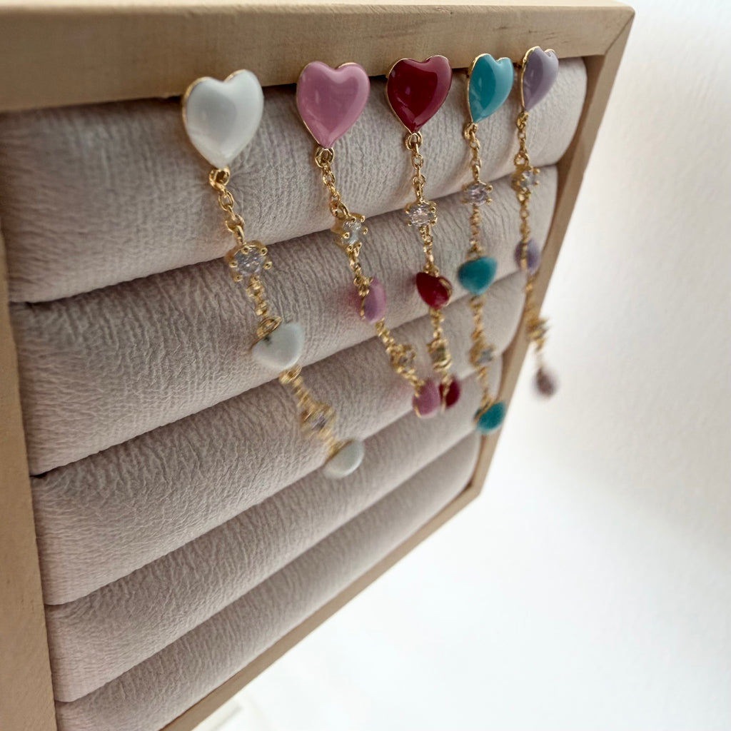 Lovey Dovey Heart Enamel Earrings
