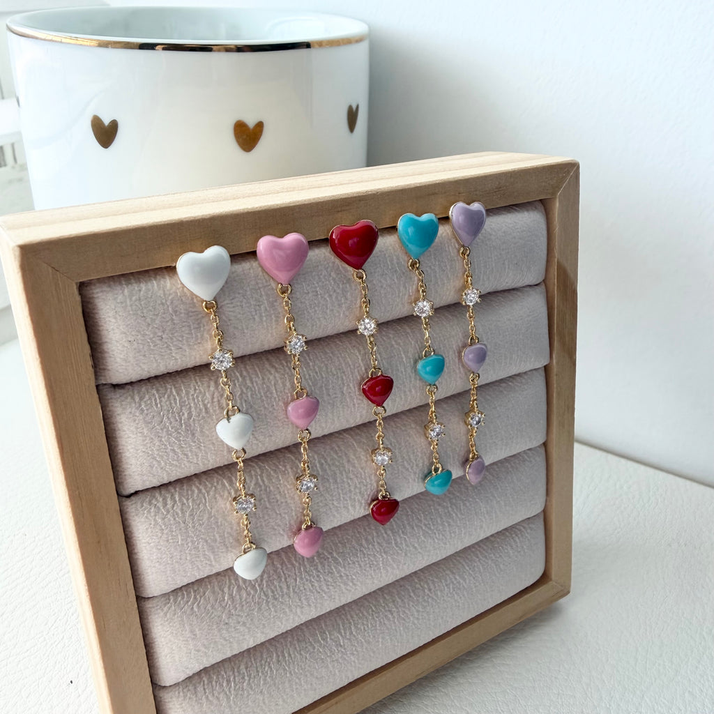 Lovey Dovey Heart Enamel Earrings