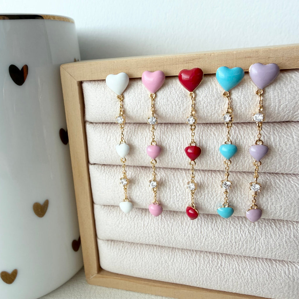 Lovey Dovey Heart Enamel Earrings