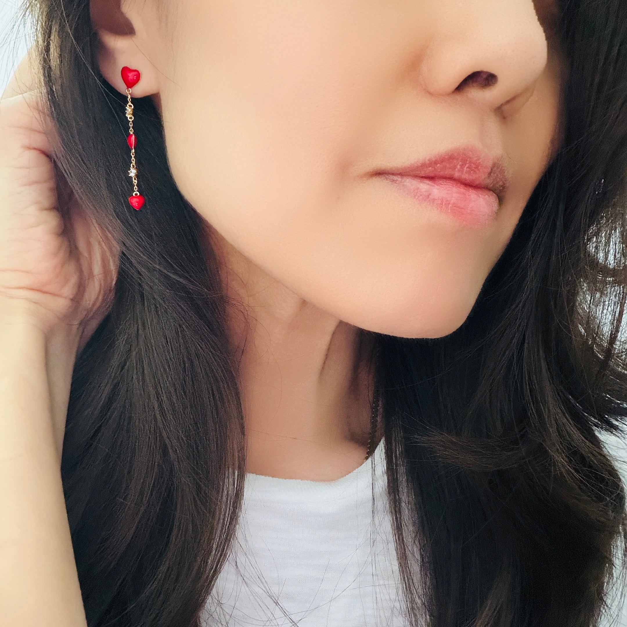 Lovey Dovey Heart Enamel Earrings