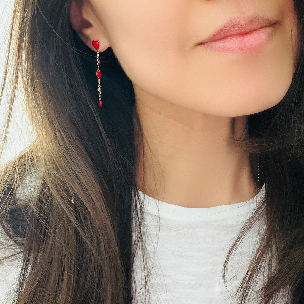 Lovey Dovey Heart Enamel Earrings