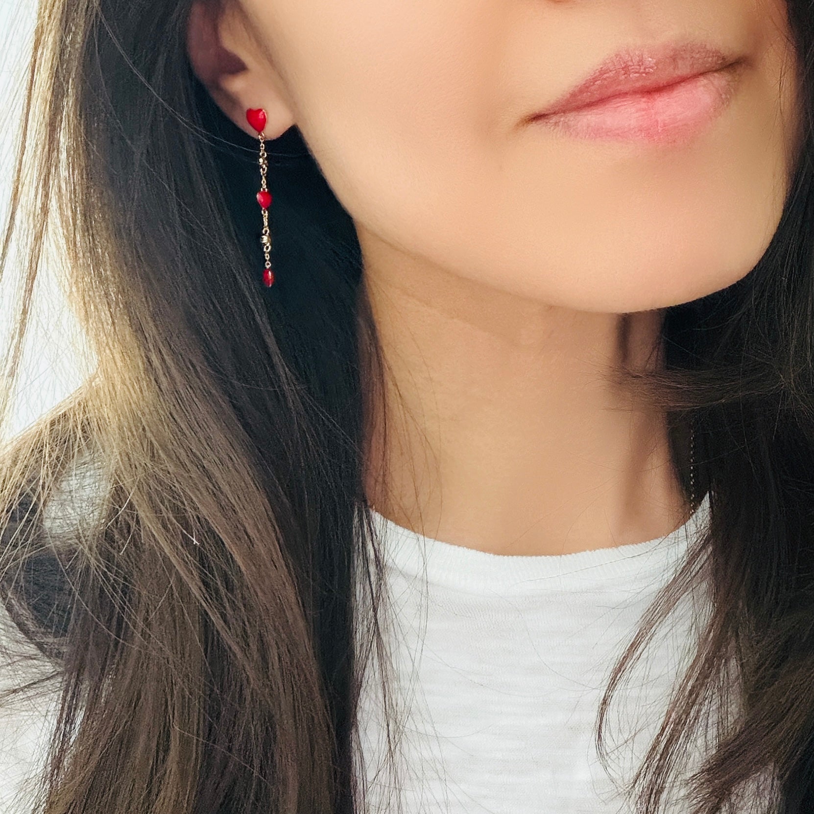 Lovey Dovey Heart Enamel Earrings
