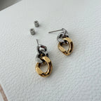 Two Tone Link Chain Earrings in Stainless Steel