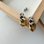 Two Tone Link Chain Earrings in Stainless Steel