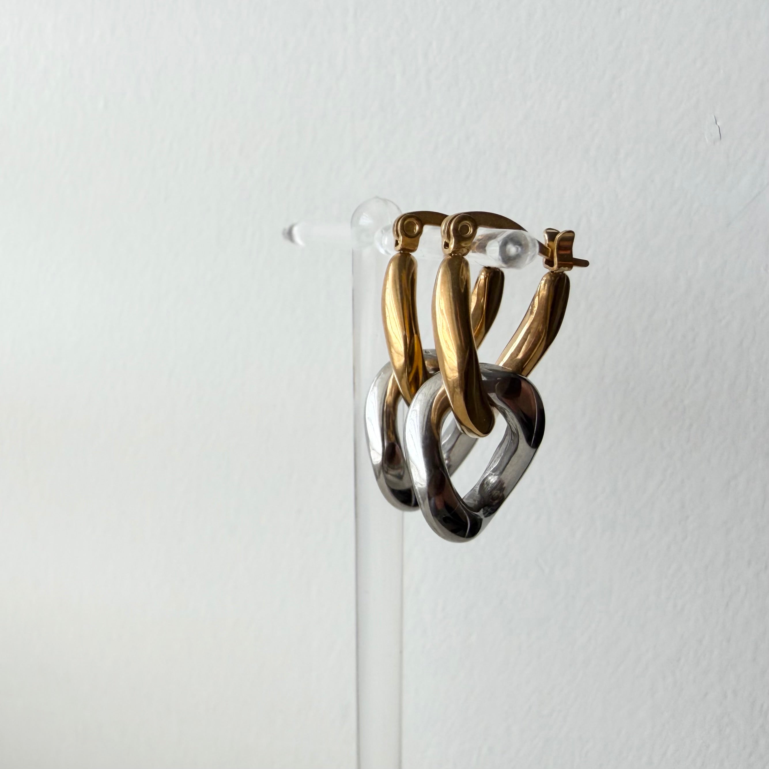 Two Tone Convertible Hoop Earrings in Stainless Steel