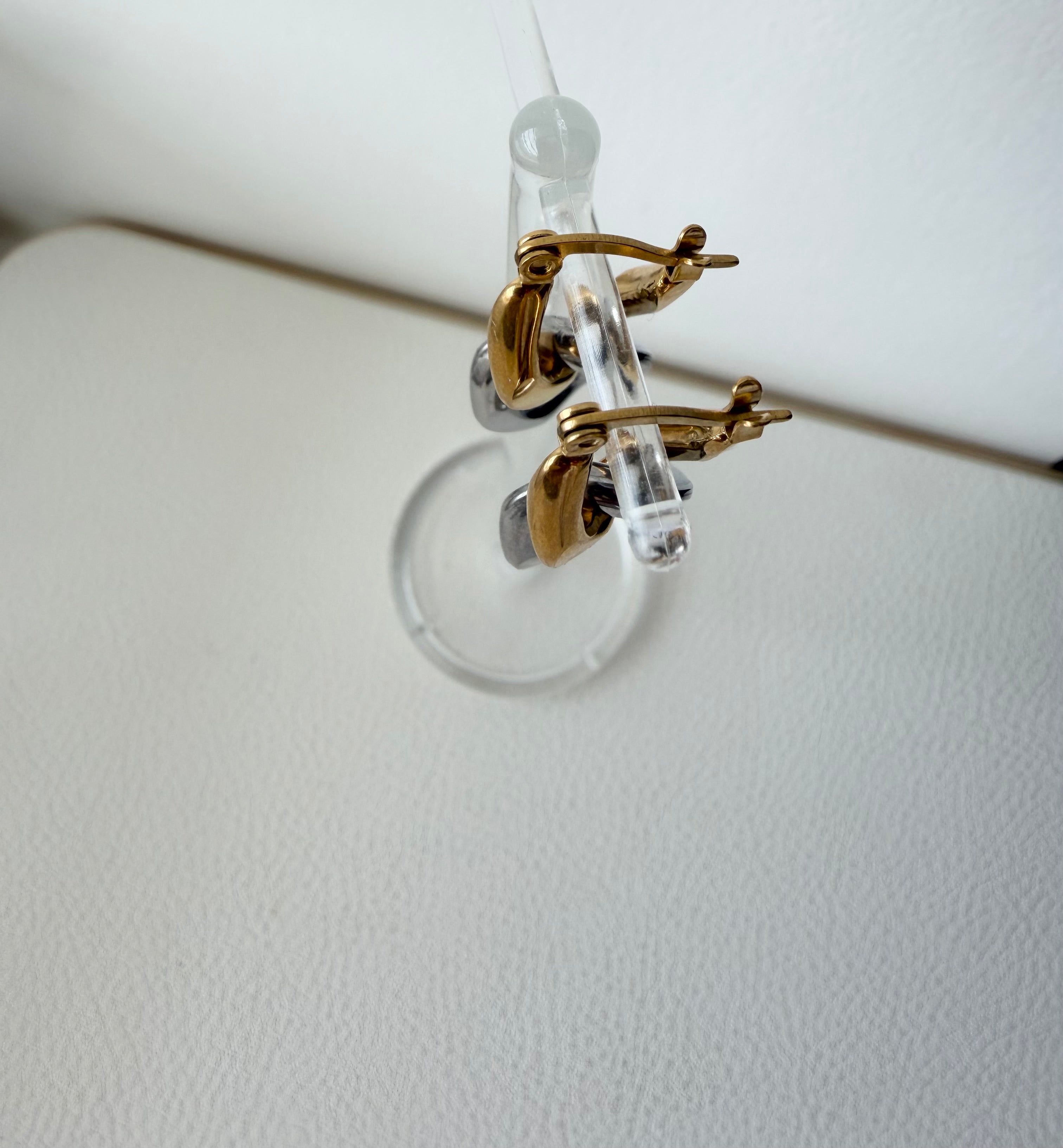 Two Tone Convertible Hoop Earrings in Stainless Steel