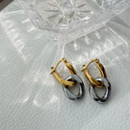 Two Tone Convertible Hoop Earrings in Stainless Steel