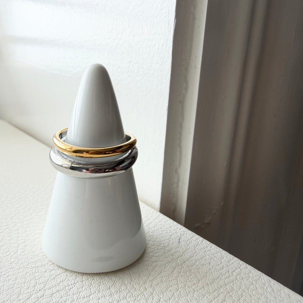 Two Tone Dome Layered Ring in Stainless Steel