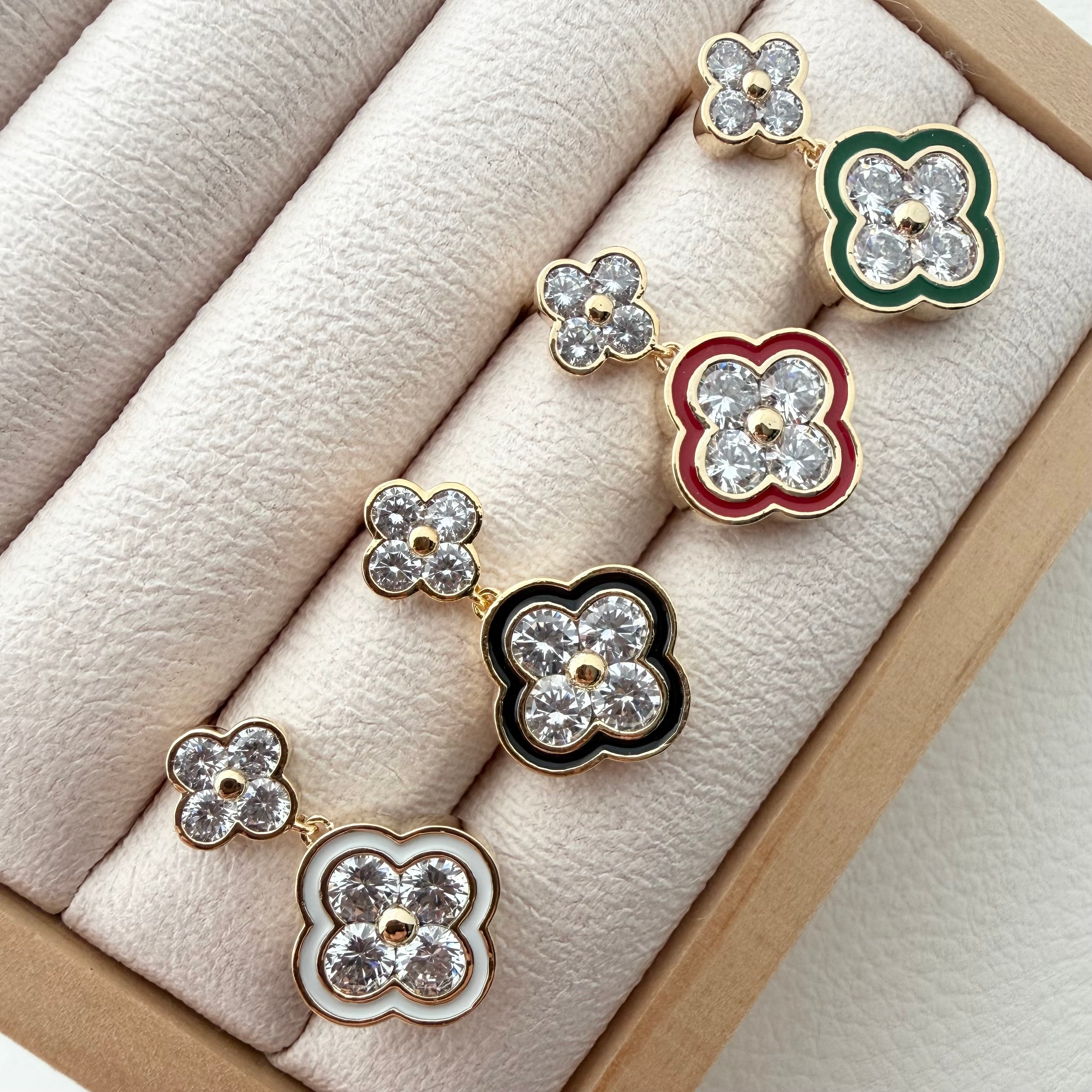 Quatrefoil Duo Enamel Earrings