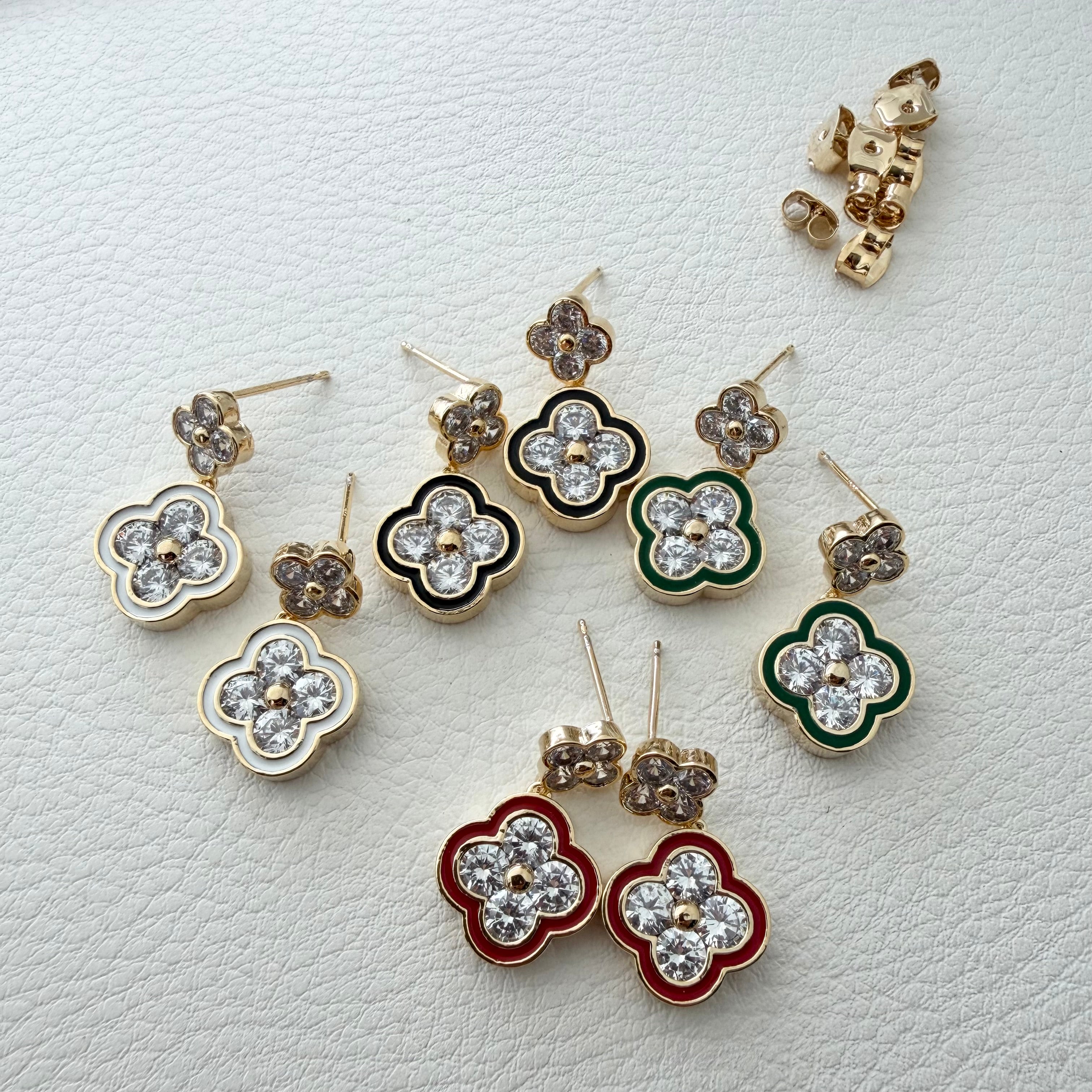 Quatrefoil Duo Enamel Earrings