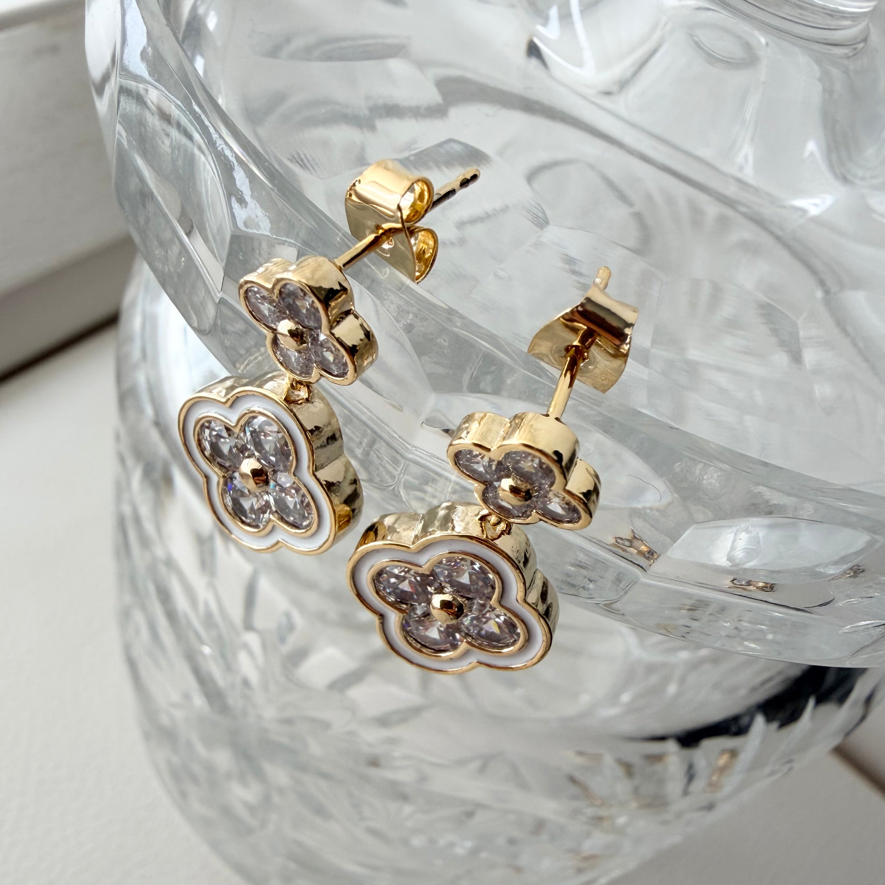 Quatrefoil Duo Enamel Earrings