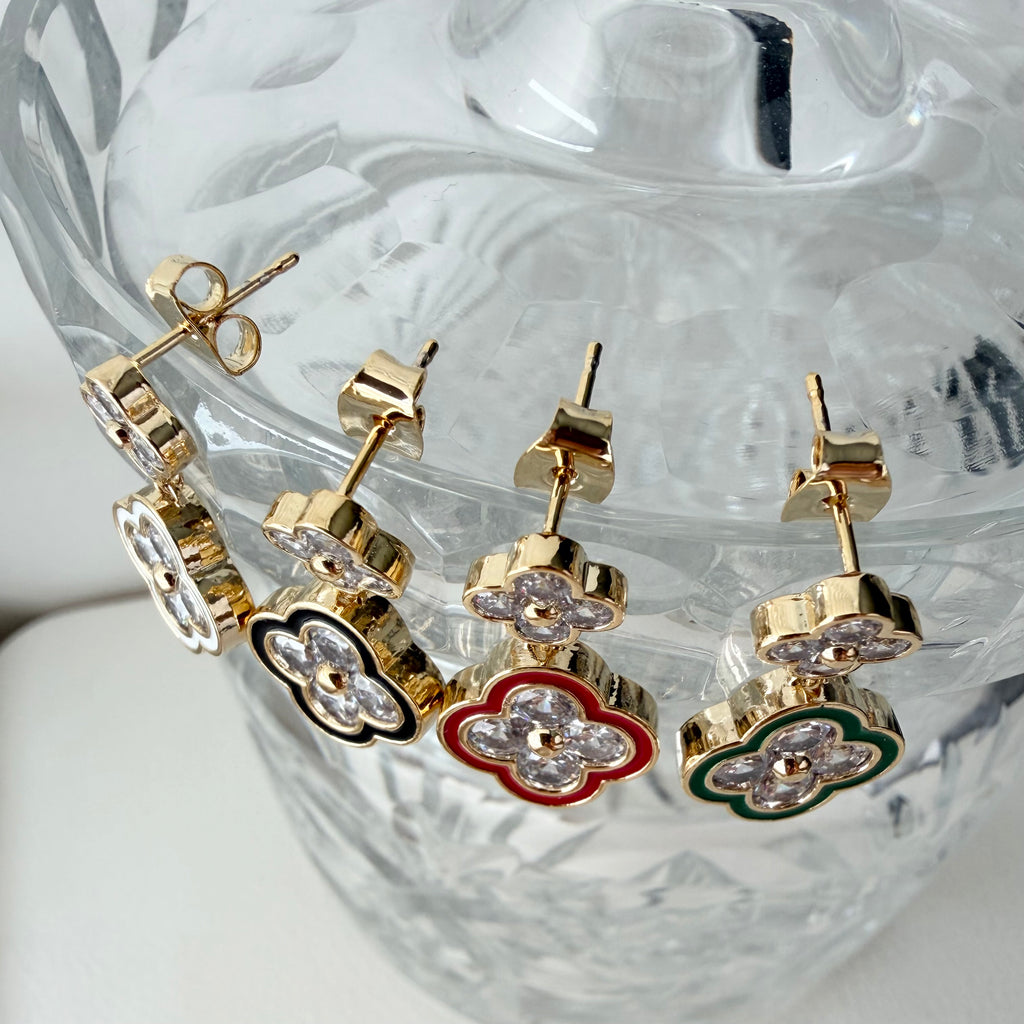 Quatrefoil Duo Enamel Earrings