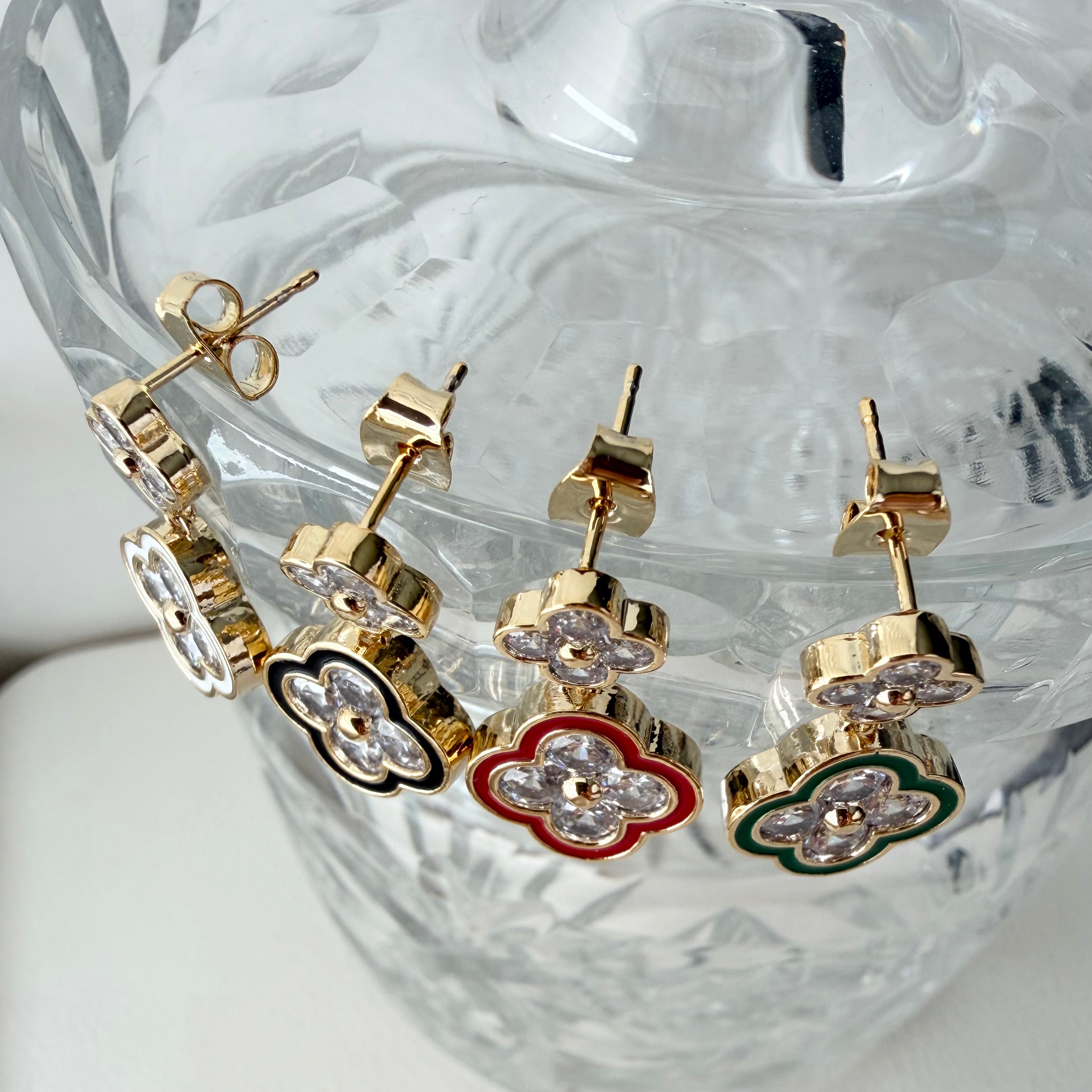 Quatrefoil Duo Enamel Earrings