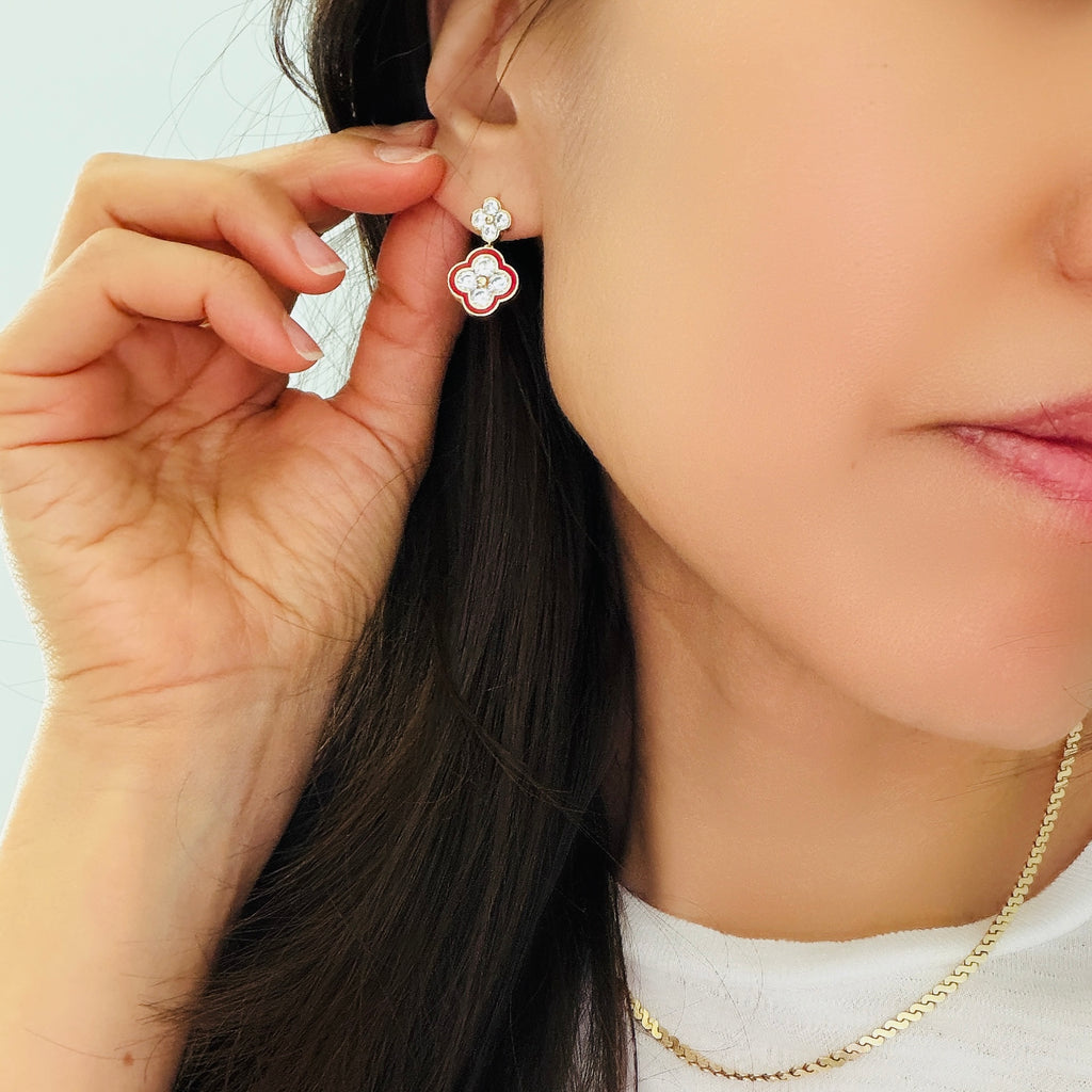 Quatrefoil Duo Enamel Earrings