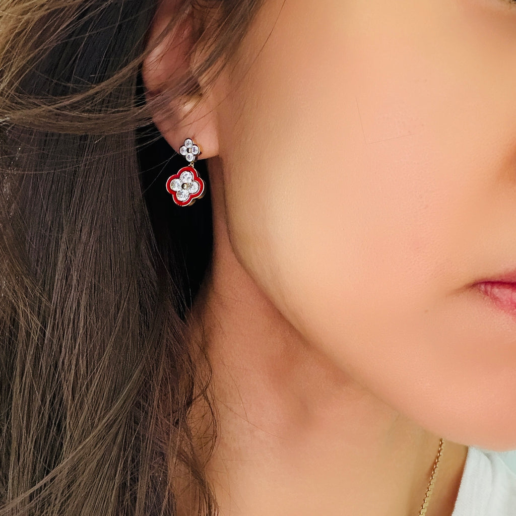 Quatrefoil Duo Enamel Earrings