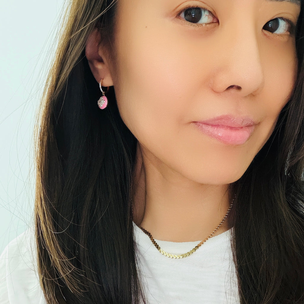 Enamel Quatrefoil Huggie Earrings
