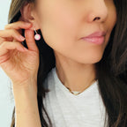 Enamel Quatrefoil Huggie Earrings