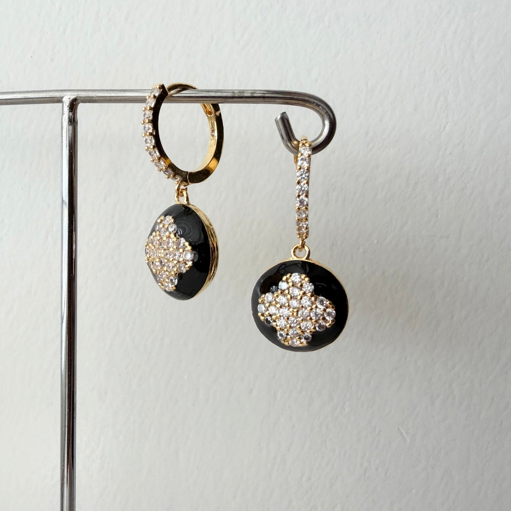 Enamel Quatrefoil Huggie Earrings