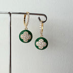 Enamel Quatrefoil Huggie Earrings