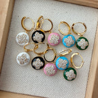 Enamel Quatrefoil Huggie Earrings