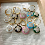 Enamel Quatrefoil Huggie Earrings