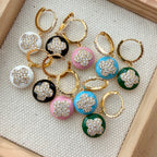 Enamel Quatrefoil Huggie Earrings