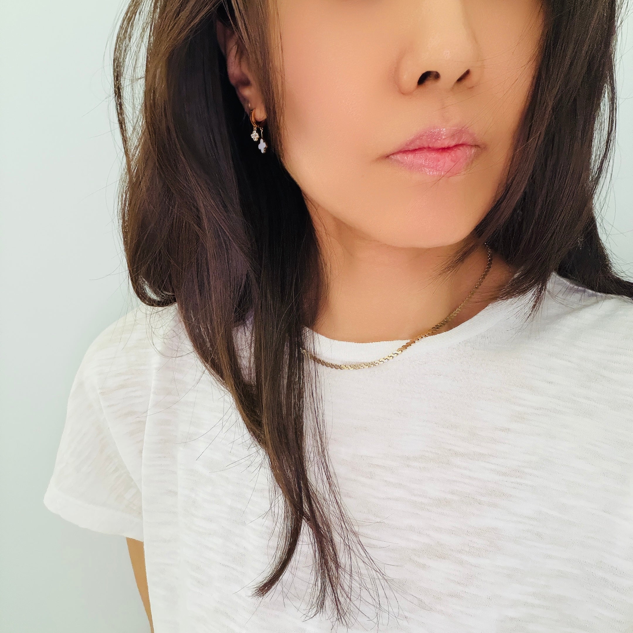 Floating Quatrefoil Double Charm Huggie Earrings