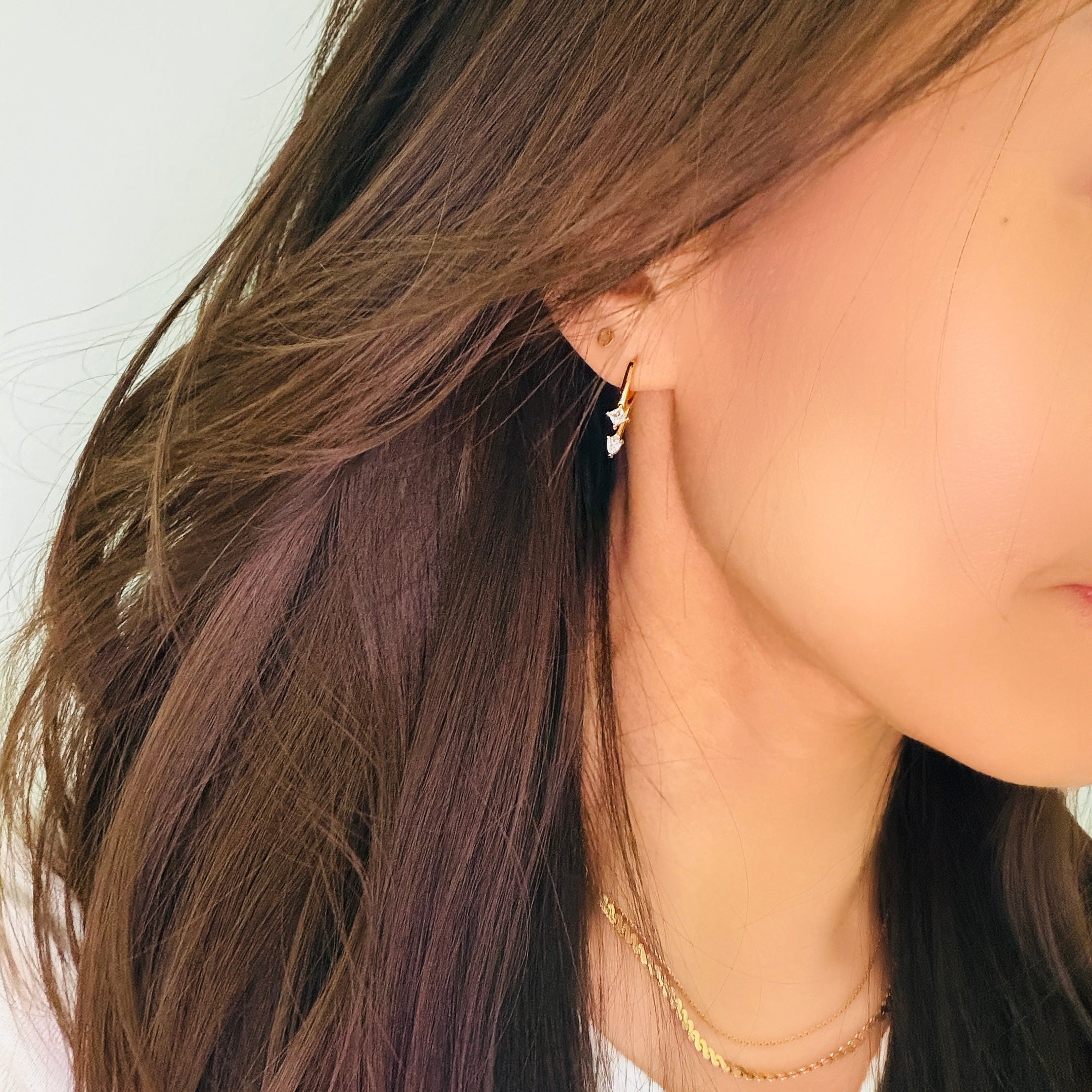 Seeing Double CZ Huggie Hoop Earrings